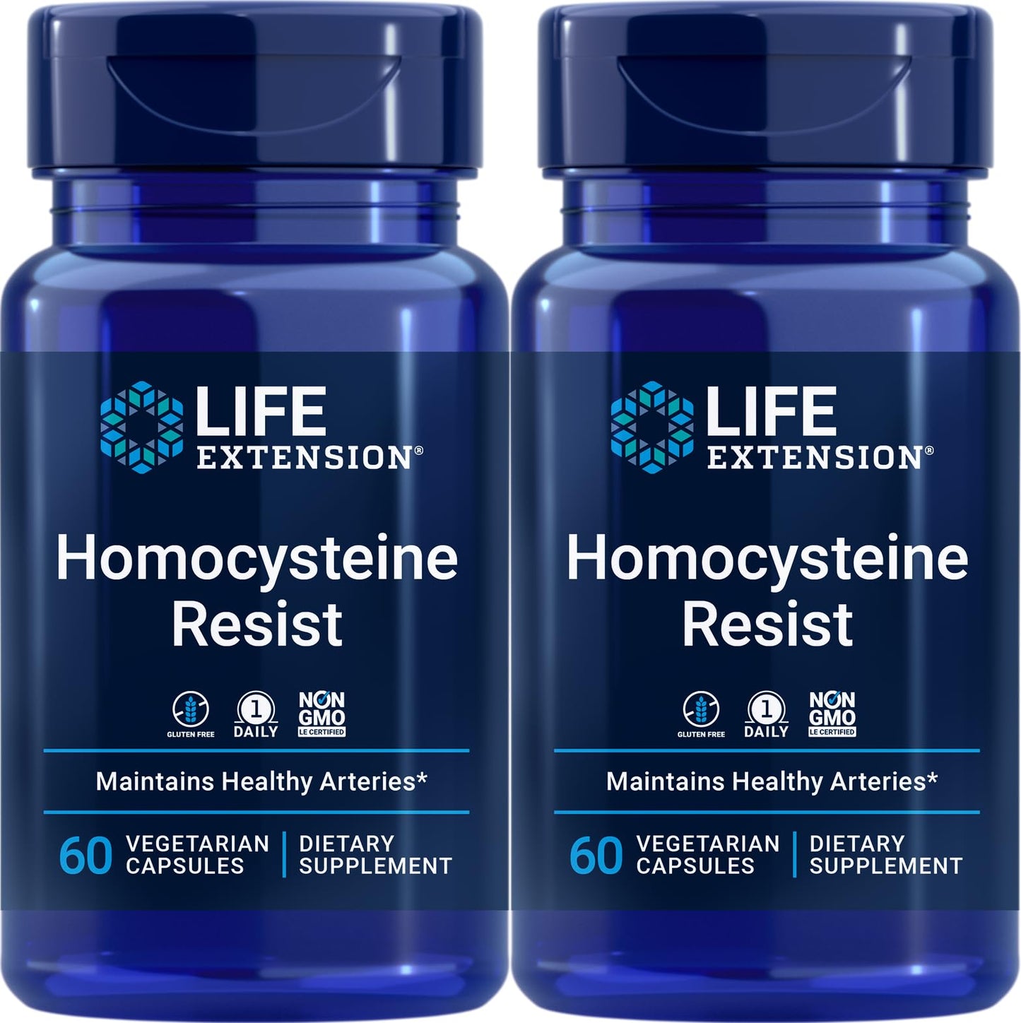 Life Extension Homocysteine Resist – 60 Vegetarian Capsules (Pack of 2) | Once-Daily B Vitamins + Folate, Gluten-Free