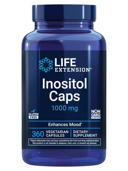 Life Extension Inositol Caps – 1000 mg Myo-Inositol for Mood, Metabolism & Hormone Balance – Gluten-Free, Non-GMO, Vegetarian – 360 Capsules
