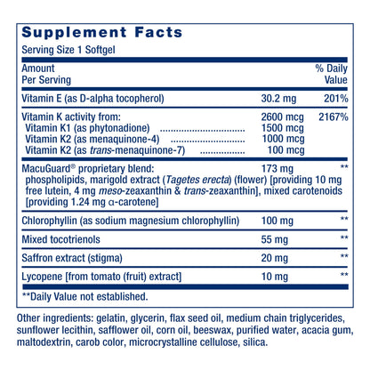 Life Extension Once-Daily Health Booster – Vitamin K1/K2, Vitamin E, Saffron & Lutein | 60 Softgels | Non-GMO, Gluten-Free