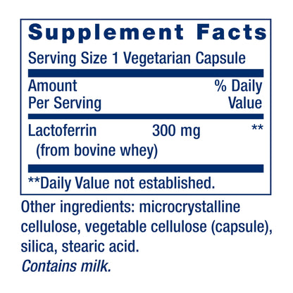 Life Extension Lactoferrin Caps — Immune Support, GI Health, Vision Health | Gluten-Free, Non-GMO, 60 Capsules