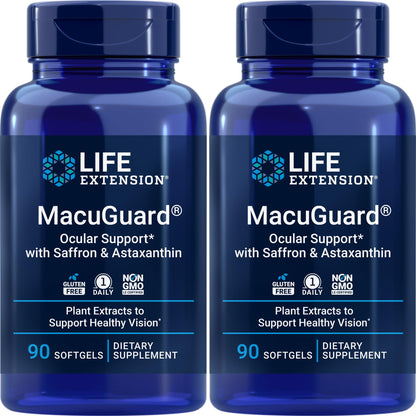 Life Extension MacuGuard 90 Softgels (Pack of 2) – Saffron & Astaxanthin for Eye Health