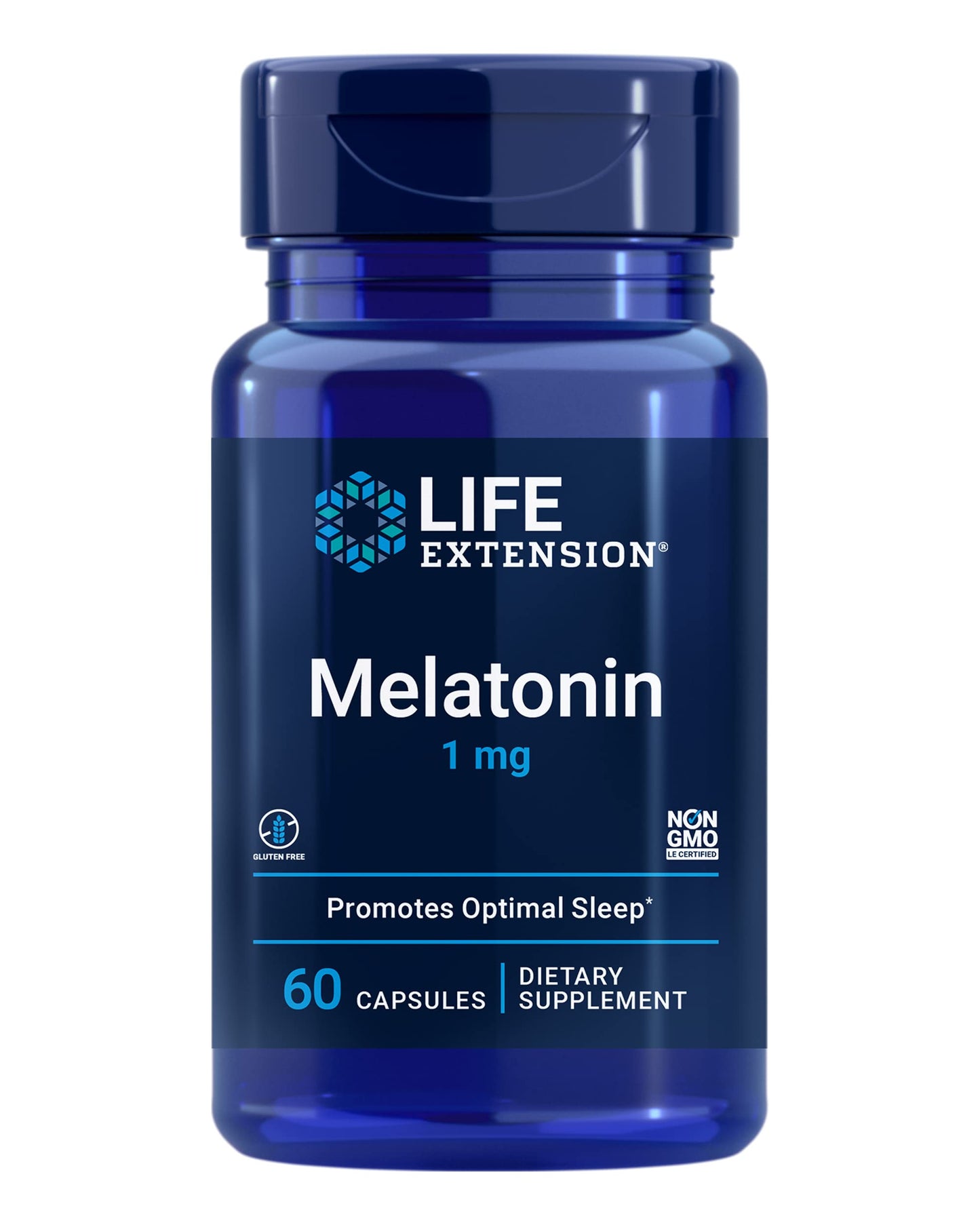 Life Extension Melatonin 1 mg - Restful Sleep, Immune Support, and Hormone Balance | Gluten-Free, Non-GMO - 60 Capsules
