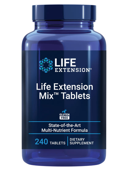 Life Extension Mix Tablets – High-Potency Multi-Nutrient Formula for Whole-Body Health (Gluten-Free, 240 Tablets)