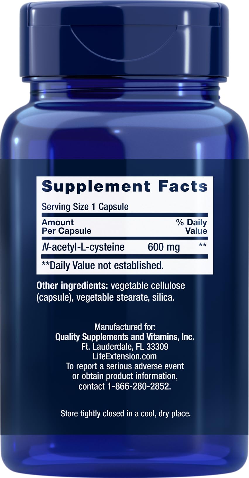 Life Extension N-Acetyl-L-Cysteine (NAC) 600mg – 300 Capsules (Pack of 2) | Immune & Liver Support