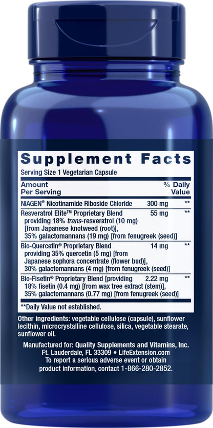 Life Extension NAD+ Cell Regenerator & Resveratrol Elite – 90 Veg Caps