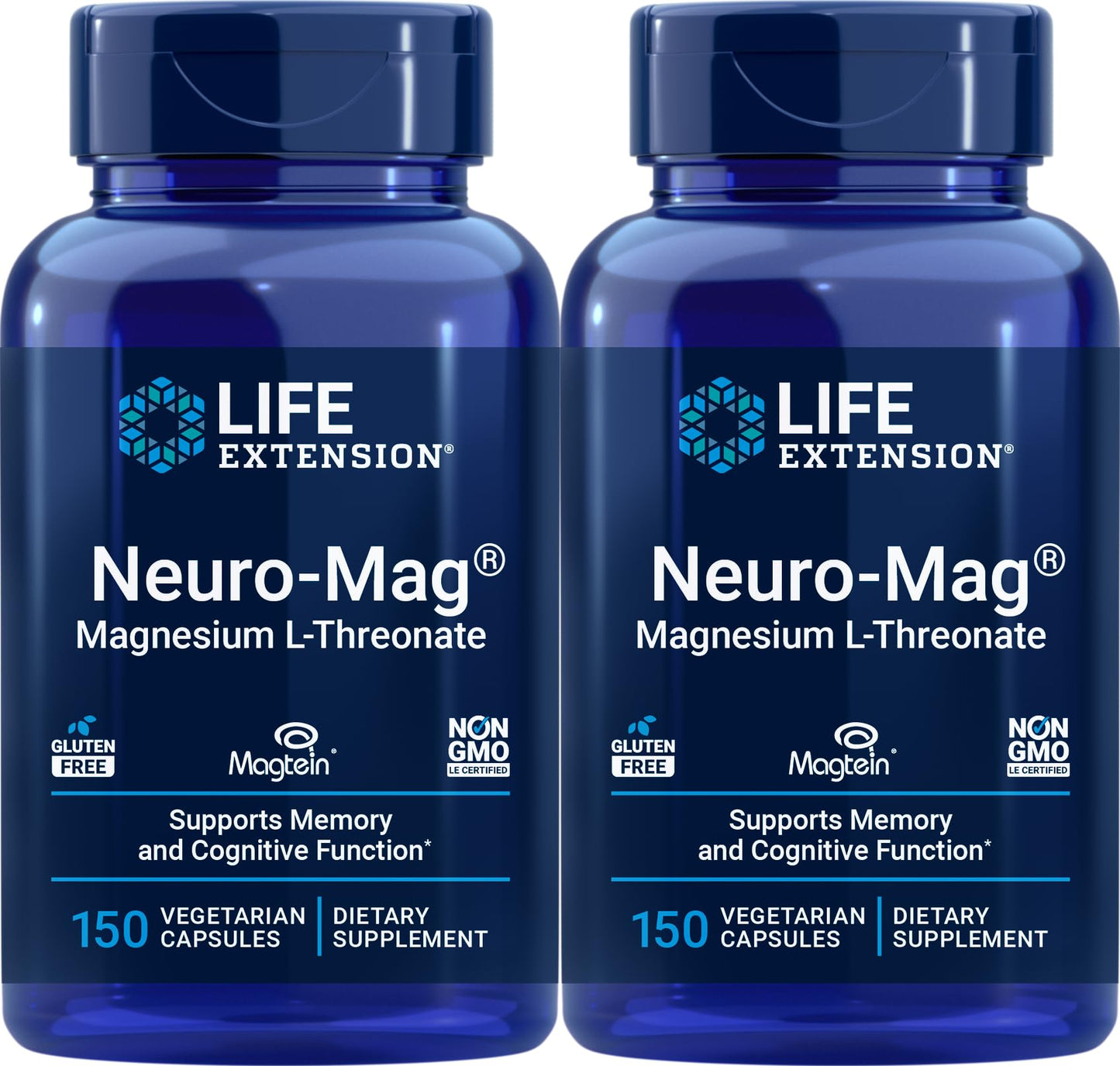 Life Extension Neuro-Mag 150 Vegetarian Capsules (Pack of 2) – Magnesium L-Threonate (Magtein) Supplement