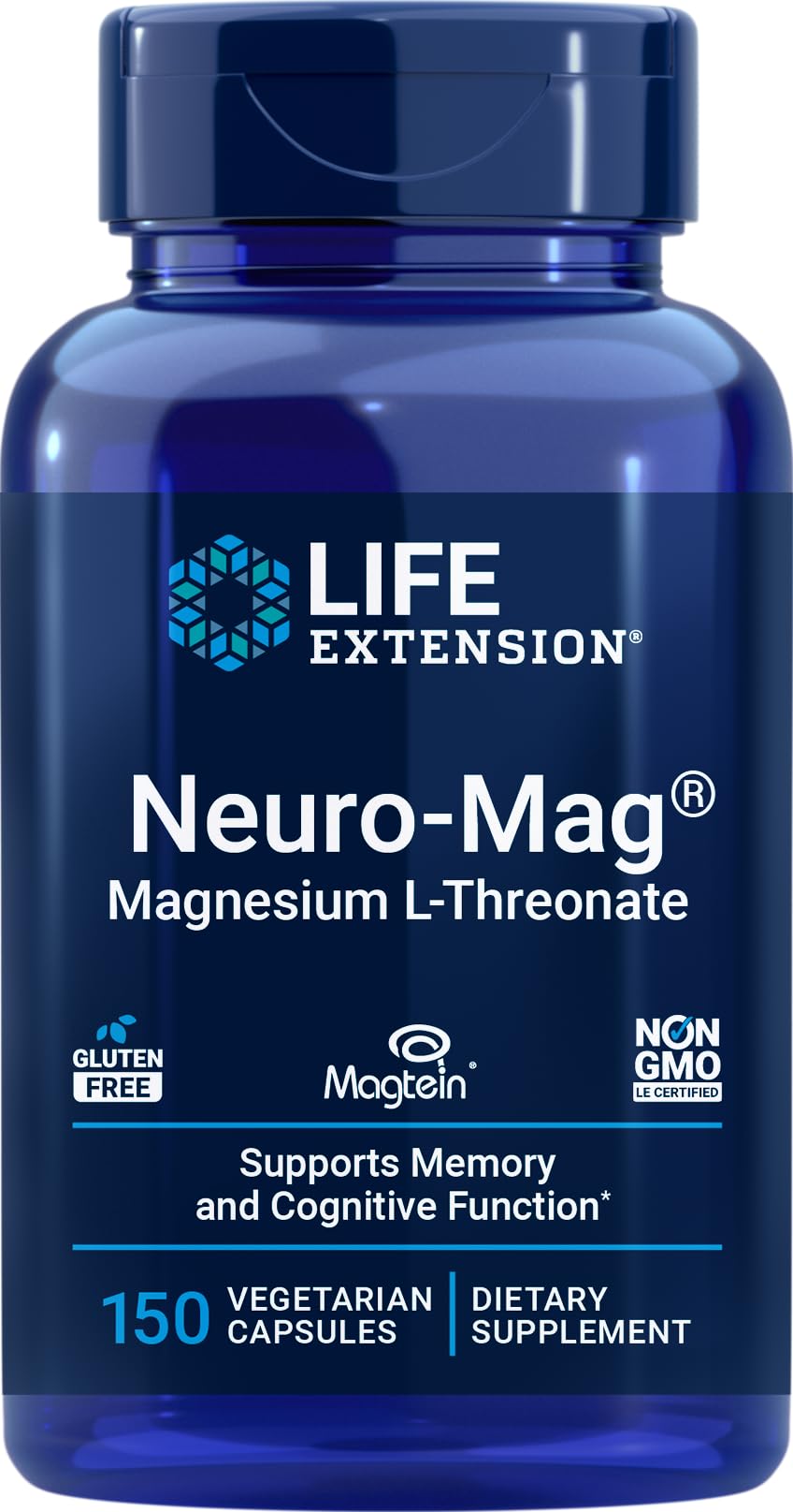 Life Extension Neuro-Mag Magnesium L-Threonate | Magtein | 150 Vegetarian Capsules