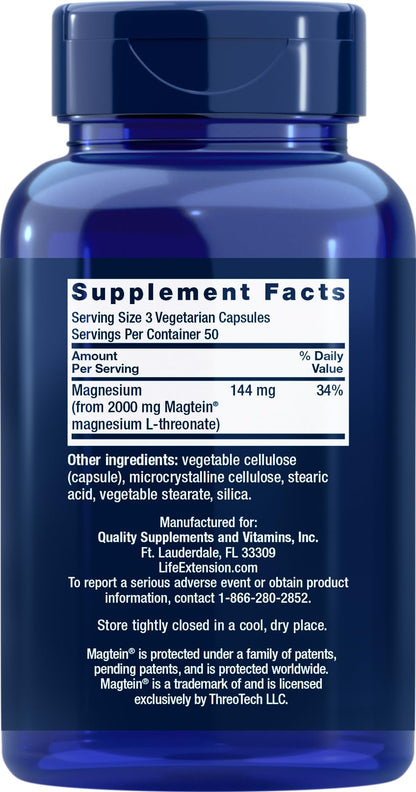 Life Extension Neuro-Mag Magnesium L-Threonate | Magtein | 150 Vegetarian Capsules