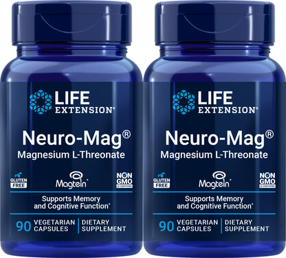 Life Extension Neuro-mag Magnesium L-threonate, 90 Count (2 Pack) – Brain Support & Focus