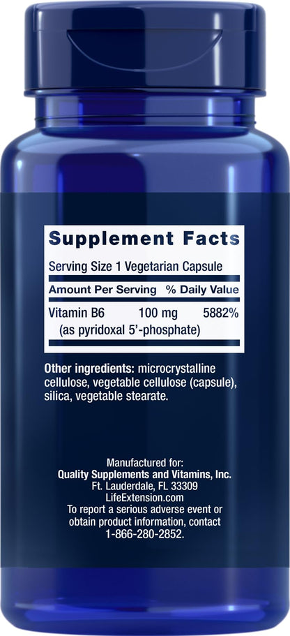 Life Extension P5P 100 mg – Vitamin B6 (Pyridoxal-5'-Phosphate) 180 Veg Capsules, Pack of 2