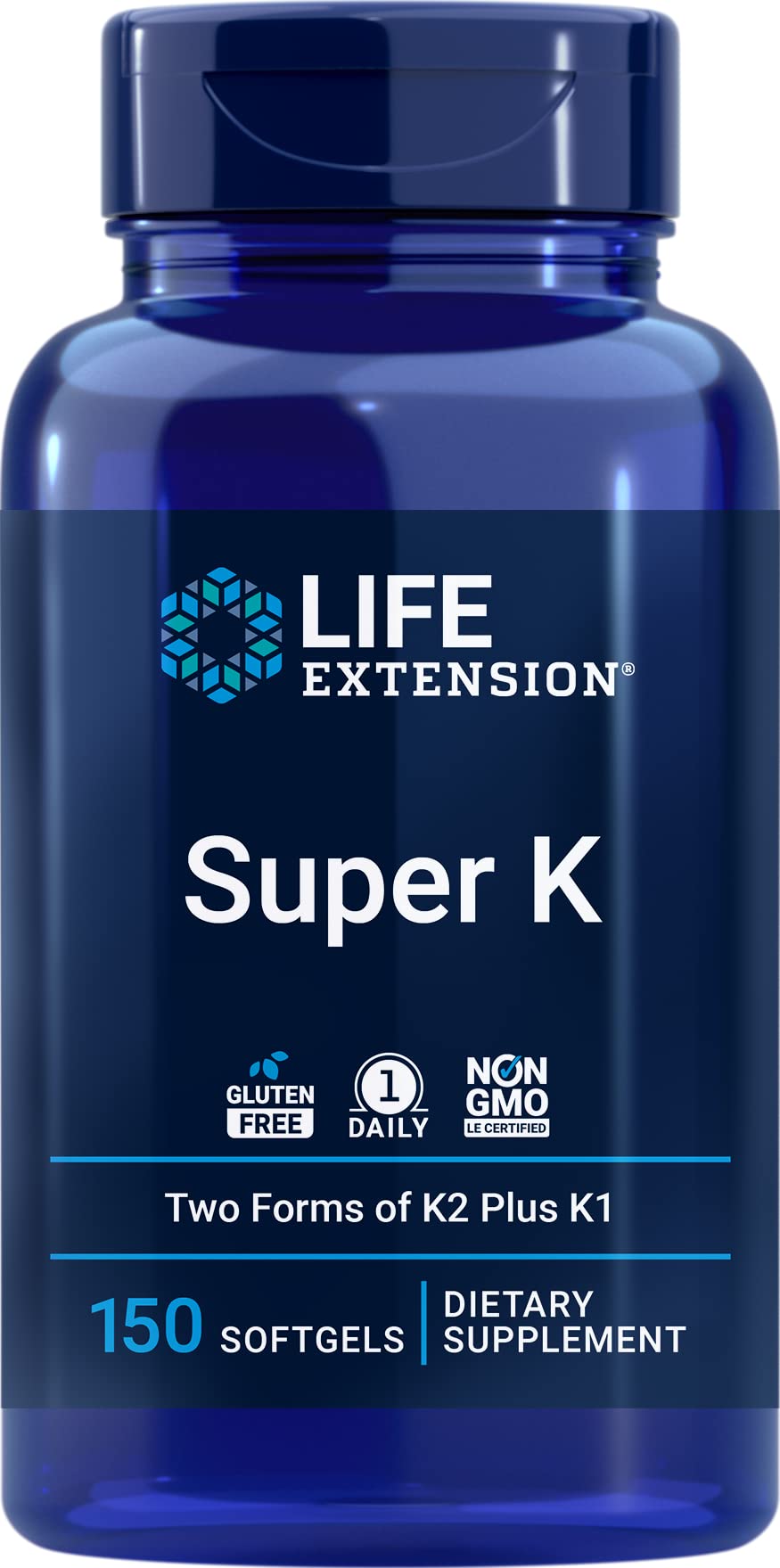 Life Extension Super K – Vitamin K1 & K2 (MK4 & MK7), 150 Softgels