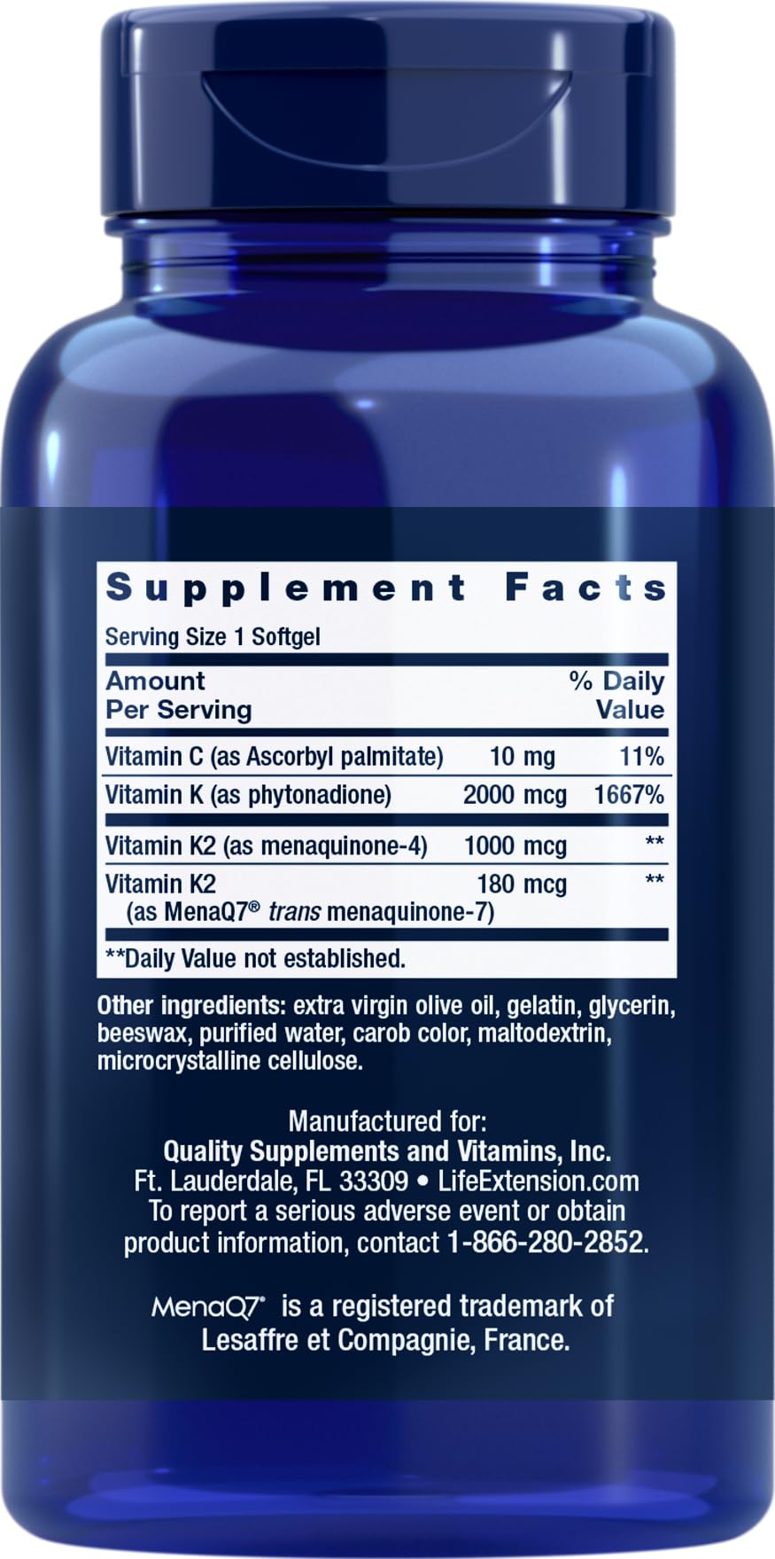 Life Extension Super K – Vitamin K1 & K2 (MK4 & MK7), 150 Softgels