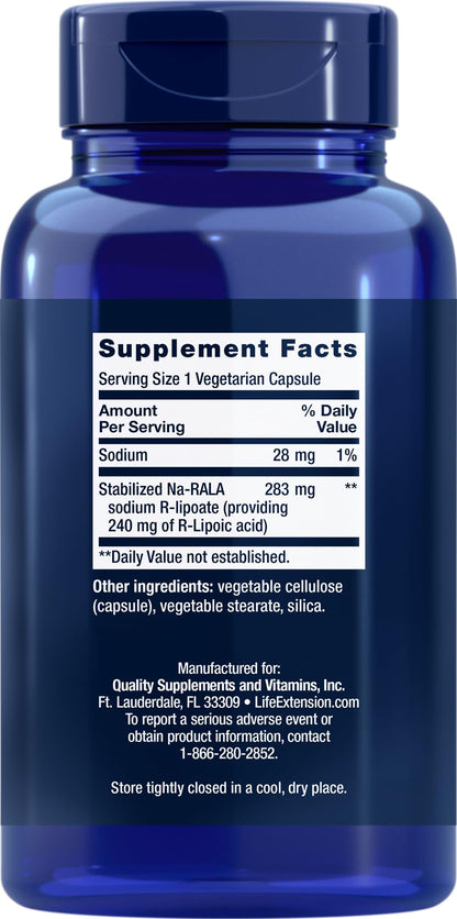 Life Extension Super R-Lipoic Acid 240 mg | 90 Vegetarian Capsules