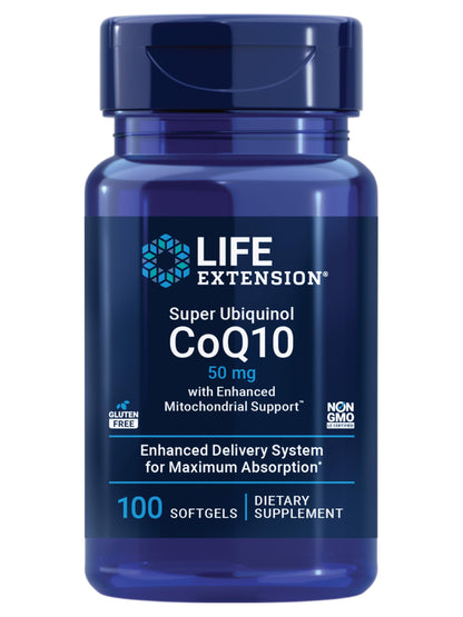 Life Extension Super Ubiquinol CoQ10 with Enhanced Mitochondrial Support – 50 mg, Non-GMO, Gluten-Free, 100 Softgels