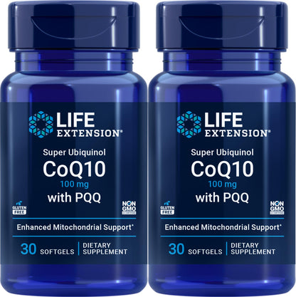 Life Extension Super Ubiquinol CoQ10 with PQQ, 30 Softgels – Pack of 2