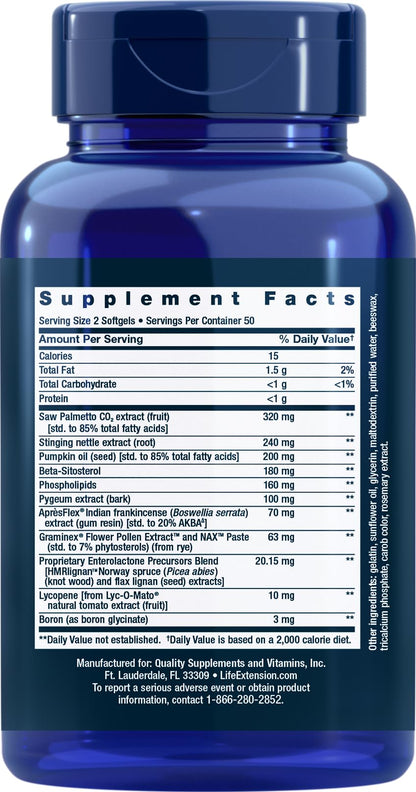Life Extension Ultra Prostate Formula – 100 Softgels for Prostate Support | Non-GMO