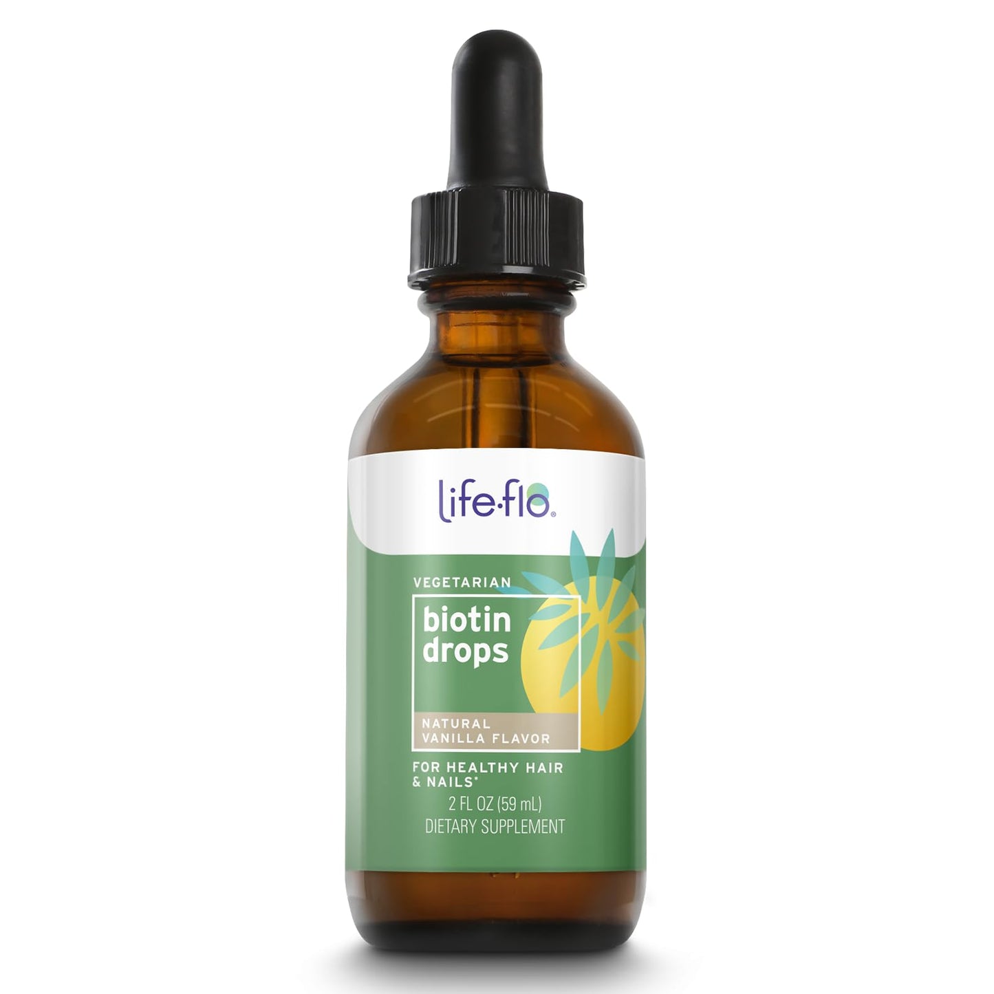Life-Flo Biotin Drops 10000mcg with Vitamin D3 – Hair, Skin & Nails Support (Vanilla, 2 oz)