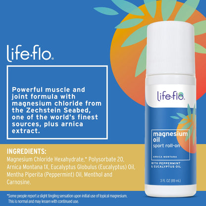 Life-Flo Magnesium Oil Sport Roll-On – Magnesium Roll-On for Adults & Kids, 3 fl oz