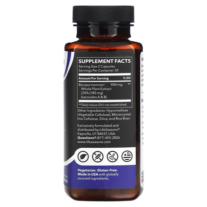 LifeSeasons Essentials Bacopa Extract - Memory & Focus Support | 900mg per Serving, 60 Capsules