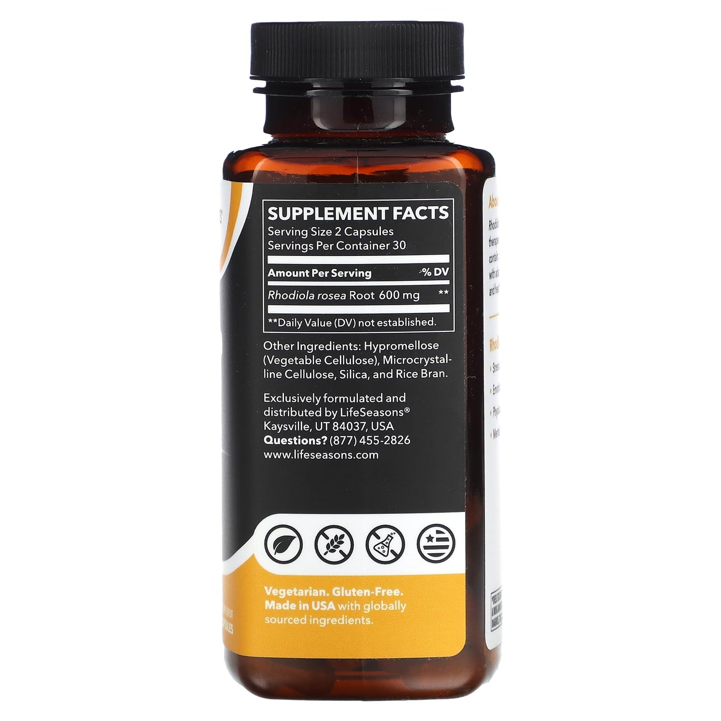LifeSeasons Essentials Rhodiola Root – Stress & Sleep Support (600 mg/2 capsules)