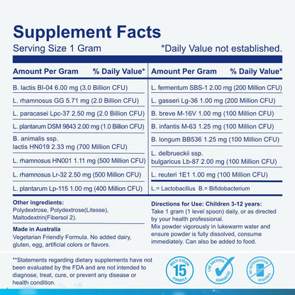 Life-Space Probiotic for Children 3-12 | 10 Billion CFU Multistrain | Digestive & Immunity Support | 60 g