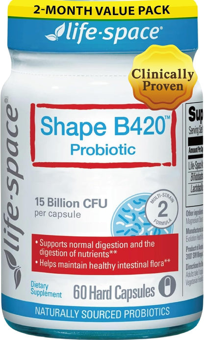 Life-Space Shape B420 Probiotics — Prebiotic + Probiotic for Metabolism Support, 60 Veg Capsules (2-Month Serving)