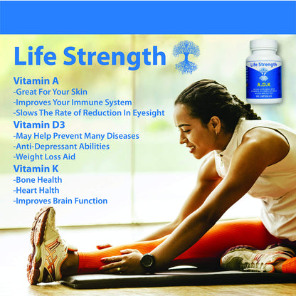 LifeStrength ADK Supplement (90 CT) – A1, D3 & K2 (MK7) for Bone & Immune Health – Pack of 2