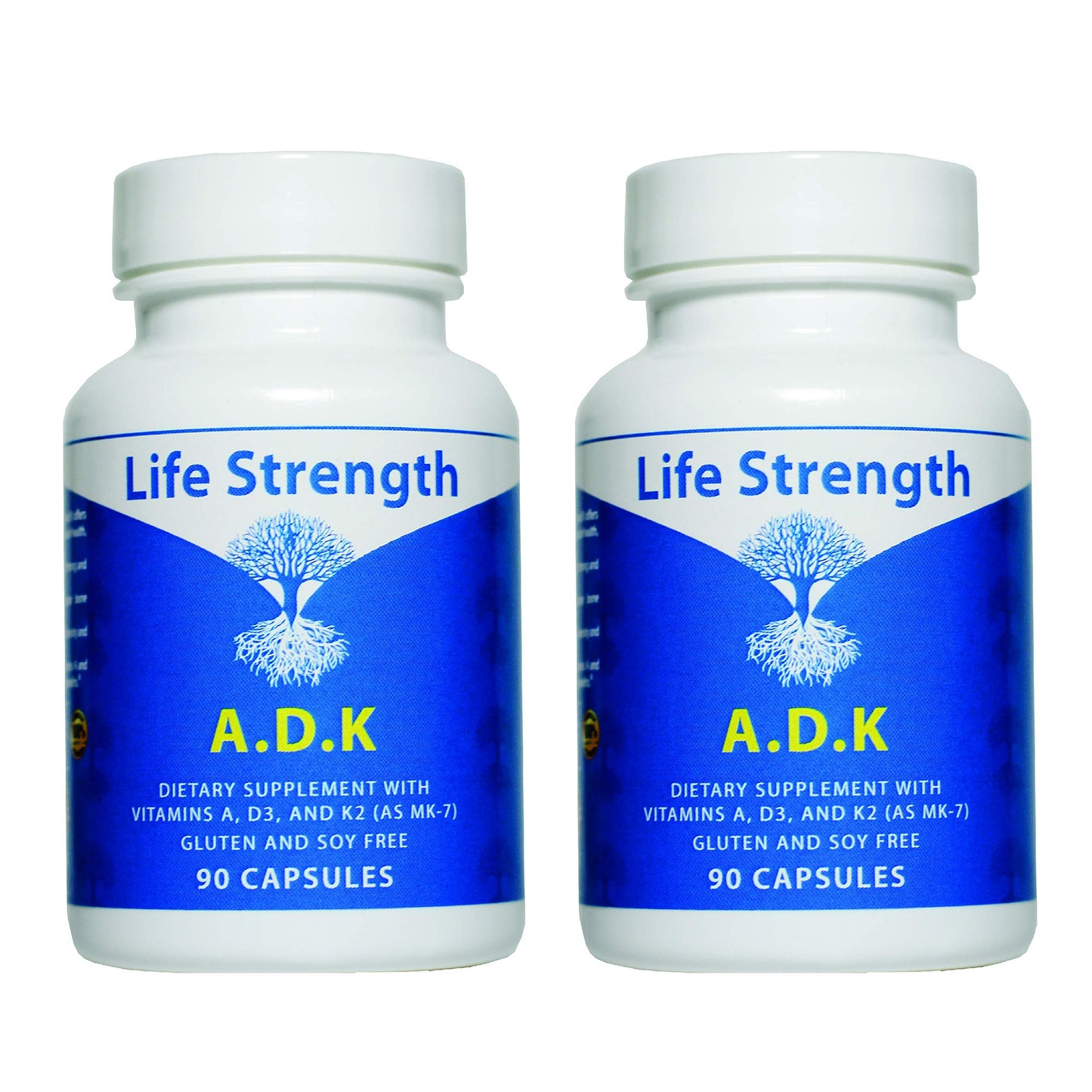 LifeStrength ADK Supplement (90 CT) – A1, D3 & K2 (MK7) for Bone & Immune Health – Pack of 2