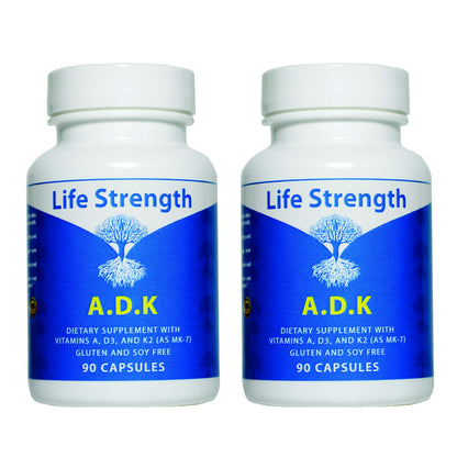 LifeStrength ADK Supplement (90 CT) – A1, D3 & K2 (MK7) for Bone & Immune Health – Pack of 2