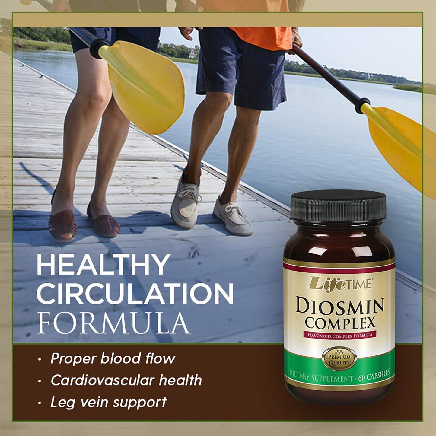 LifeTime Vein Support Diosmin Complex - 450 mg Diosmin, Horse Chestnut & Butcher's Broom, 60 Caps