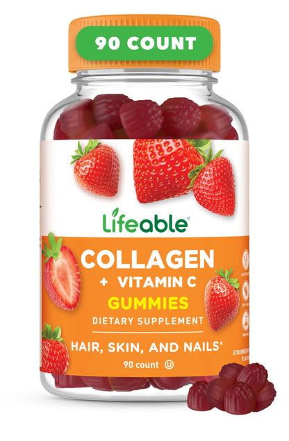 Lifeable Collagen Peptides Gummies 100mg Vitamin C – 90 Gummies