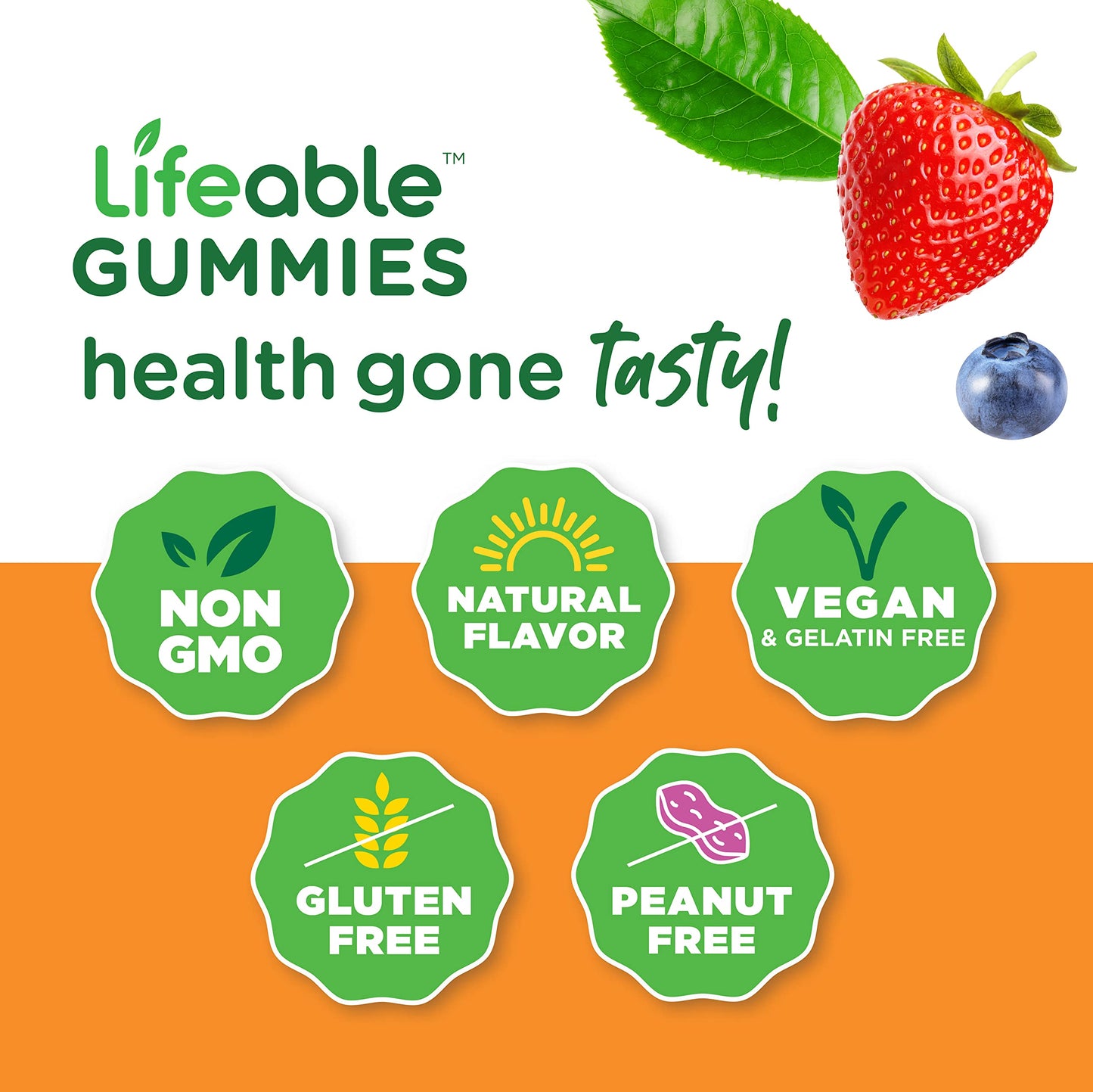 Lifeable Glucose Gummies – Mixed Berry, Gluten Free & Non-GMO (90 Gummies Pack)