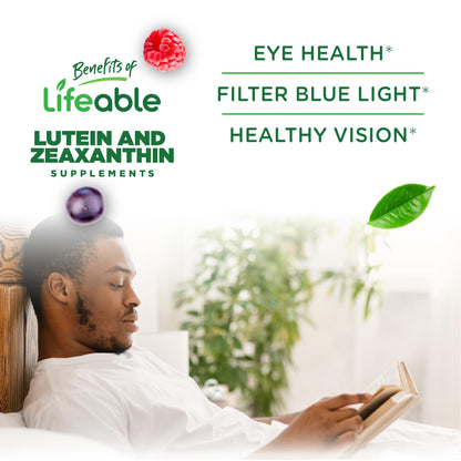 Lifeable Lutein and Zeaxanthin Gummies | Great Tasting Lutein and Zeaxanthin Supplements for Eyes | Vegan and Non GMO Eye Health Gummies | 60 Count
