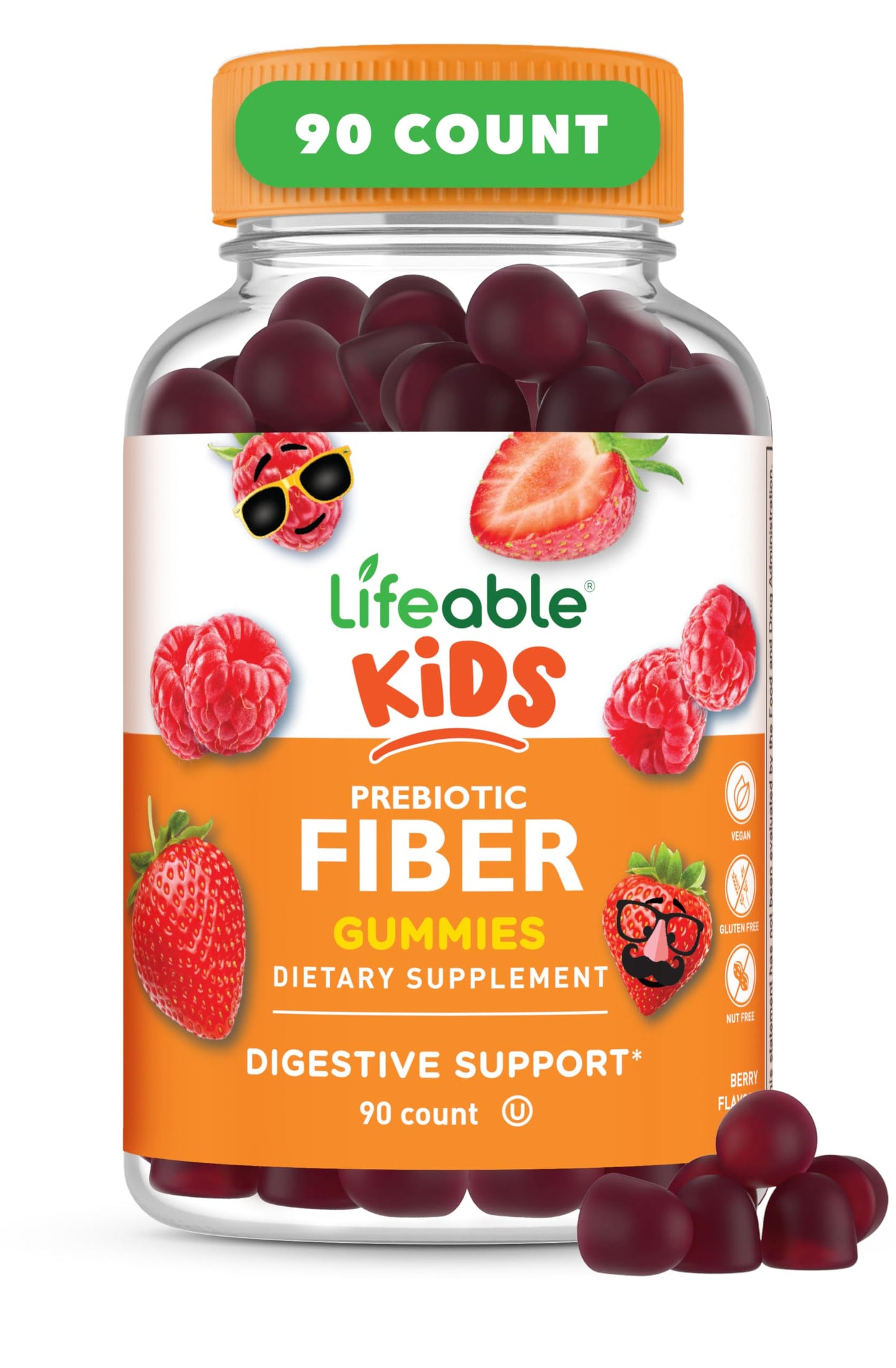 Lifeable Prebiotic Fiber Gummies for Kids – 5g Fiber, 90 Gummies | Digestive Health