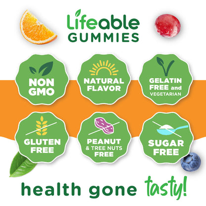 Lifeable Sugar Free Multivitamin for Men Gummies | Iron & 18 Essential Vitamins | Sugar Free Vitamins | 90 Gummies