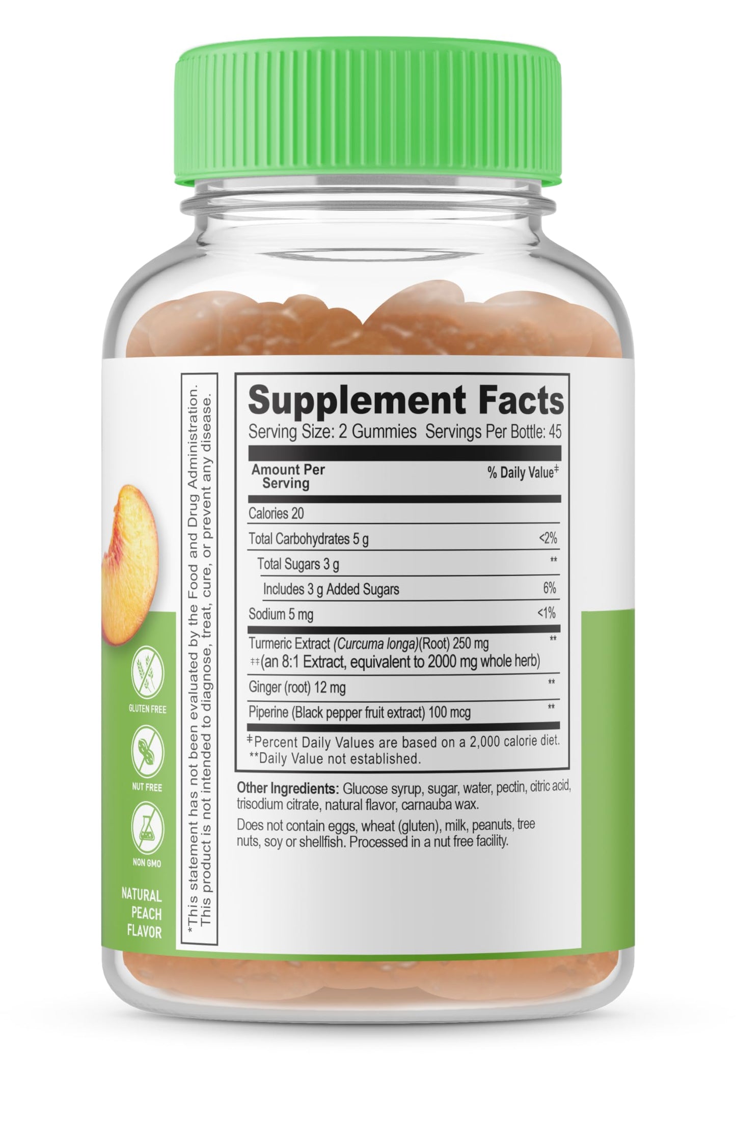 Lifeable Turmeric Curcumin with Ginger & Black Pepper Extract – 2000mg per Serving, 90 Gummies (Pack of 2) – Great Tasting Peach Flavor, Vegetarian & Non-GMO