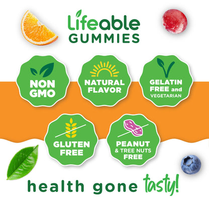 Lifeable Vitamin B6 Gummies 100mg – Vegan Nerve Support | 60 Gummies (Pack of 2)