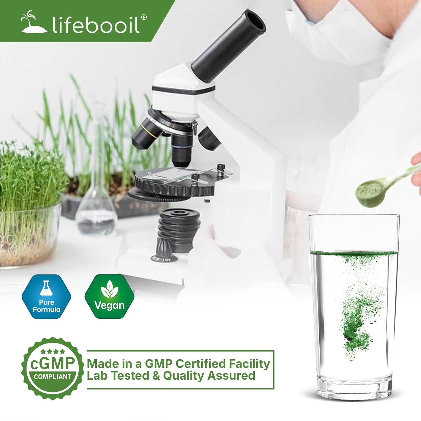 Lifebooil Chlorophyll Powder 120mg – Alkalization, Gut Health & Clean Energy (30 Servings)