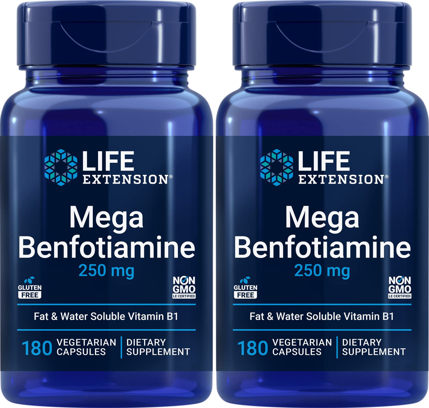 Life Extension Mega Benfotiamine 250 mg – 360 Vegetarian Capsules (2 x 180) | Vitamin B1 with Thiamine