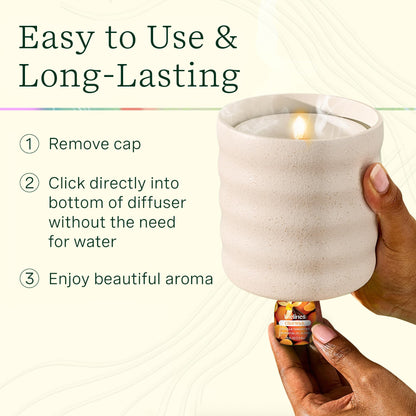 Lifelines Flameless Candle Diffuser with 2 ClickWick Blends – Cordless & Waterless (Frosted Cream)