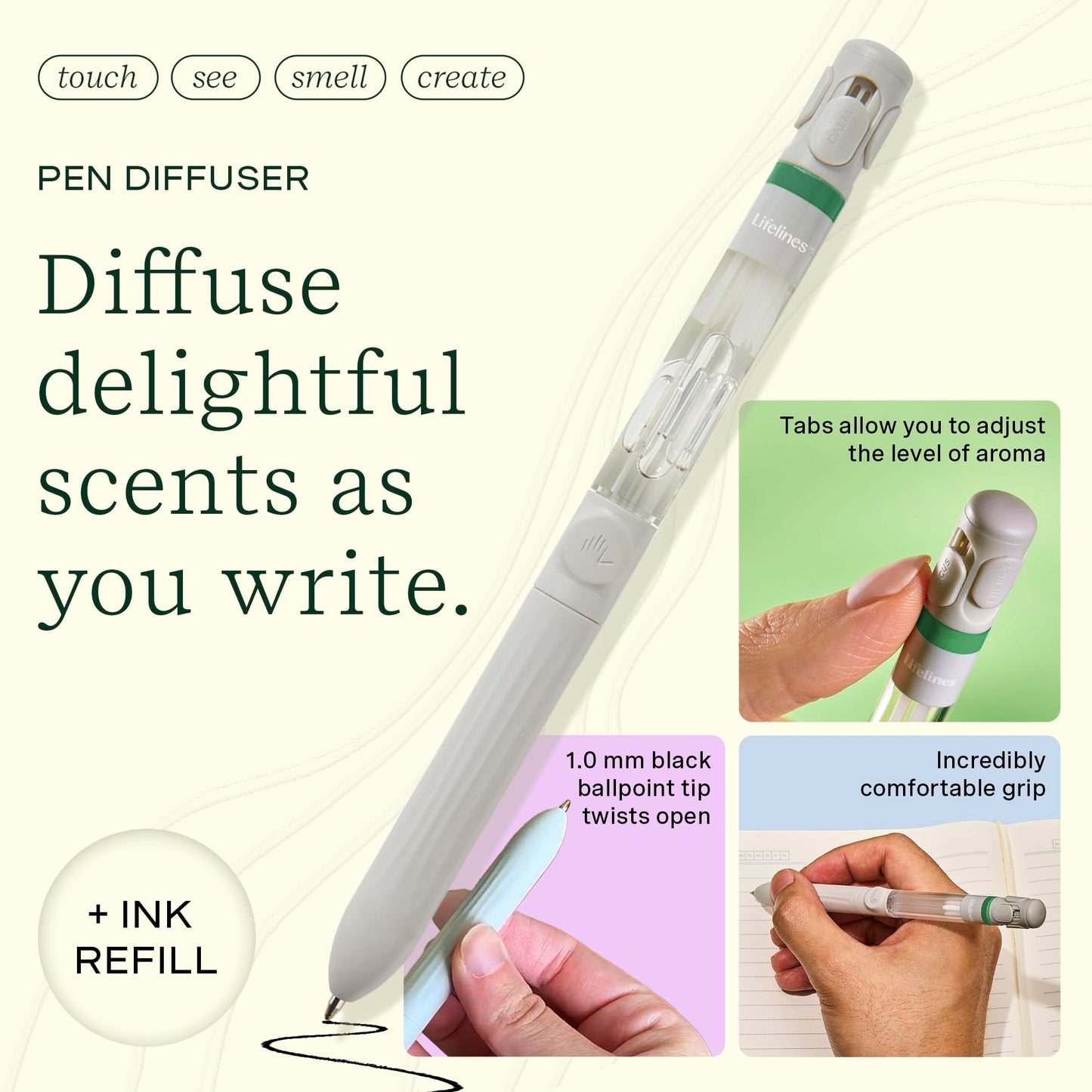 Lifelines Pen Diffuser – Walk in the Woods (1.0 mm Black Ballpoint, Aromatherapy)