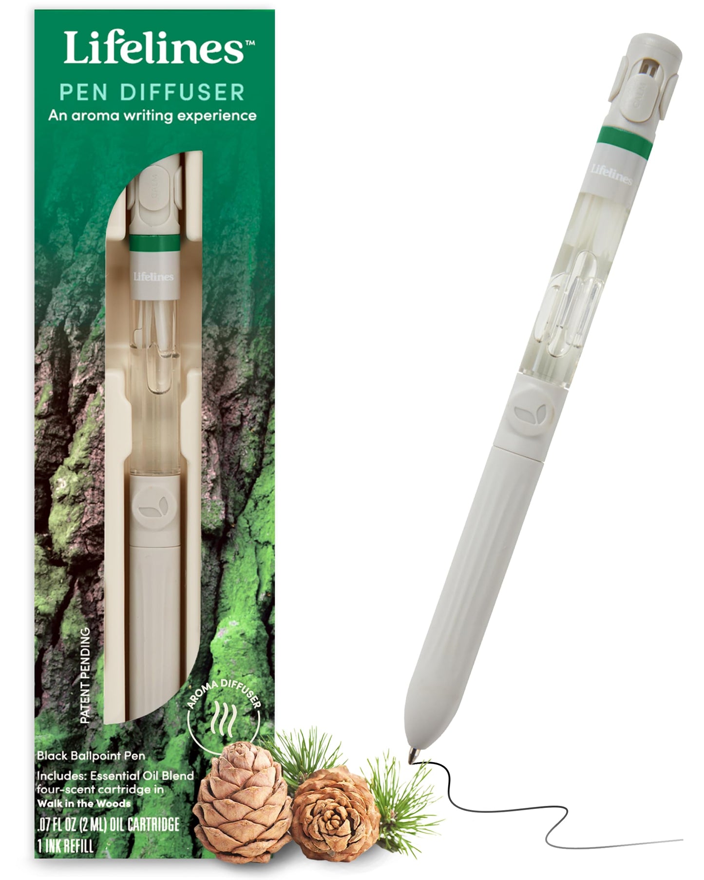 Lifelines Pen Diffuser – Walk in the Woods (1.0 mm Black Ballpoint, Aromatherapy)