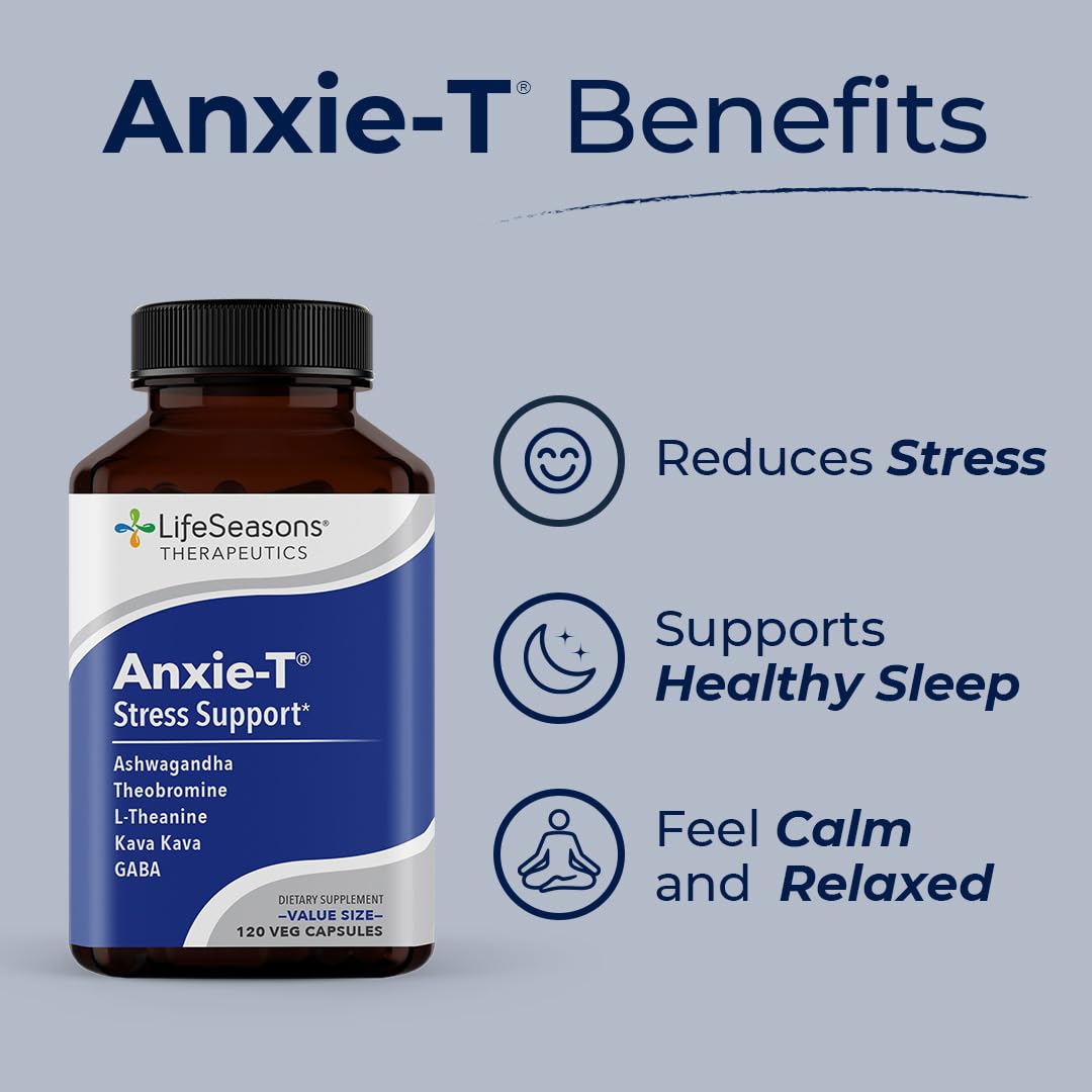 LifeSeasons Anxie-T: Stress Relief Supplement for Calm Focus | 120 Capsules