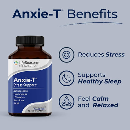 LifeSeasons Anxie-T: Stress Relief Supplement for Calm Focus | 120 Capsules