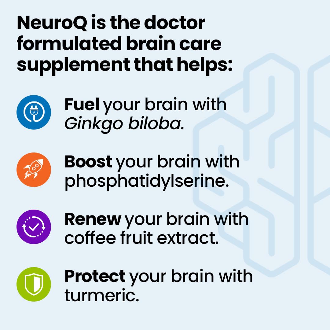 LifeSeasons NeuroQ Memory & Focus – Cognitive Support Capsule with Gotu Kola, Ginkgo, PS, Coffee Fruit & Propolis – 60 Capsules