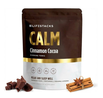 LIFESTACKS Calm Evening Tonic Sleep Powder – Cinnamon-Cocoa Nighttime Drink Mix