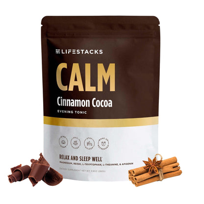 LIFESTACKS Calm Evening Tonic Sleep Powder – Cinnamon-Cocoa Nighttime Drink Mix