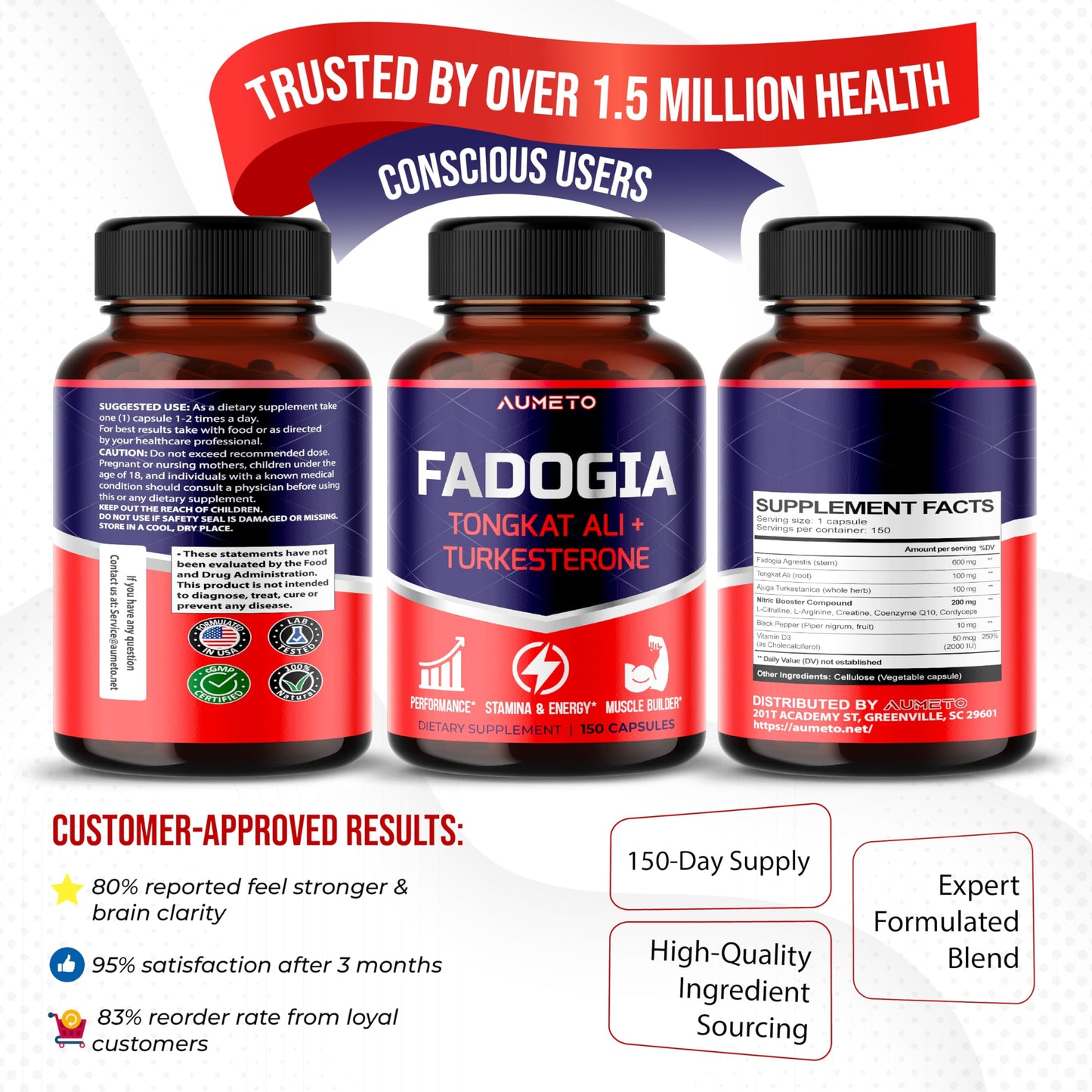 Fadogia Agrestis Supplement with Turkesterone, Tongkat Ali & D3 – Male Energy, Strength & Memory