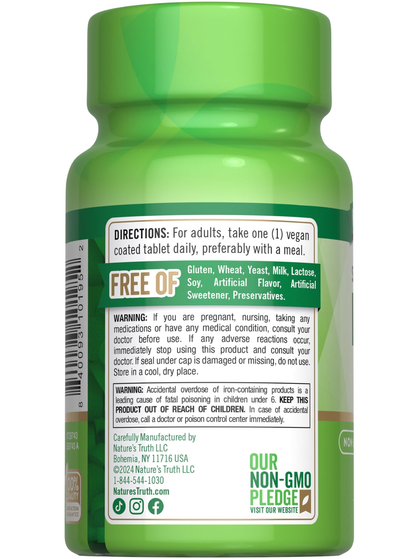 Nature's Truth Iron Supplement – 45 mg, 60 Pills, Ferrous Sulfate | Non-GMO & Gluten Free