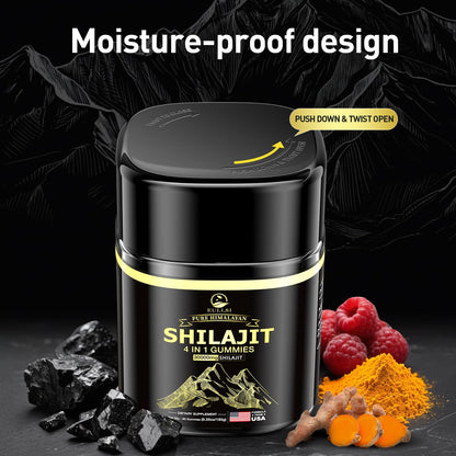 Eullsi Pure Himalayan Shilajit Gummies + Ashwagandha for Energy, Stamina & Immune Support | Vegan Non-GMO, 180 Count